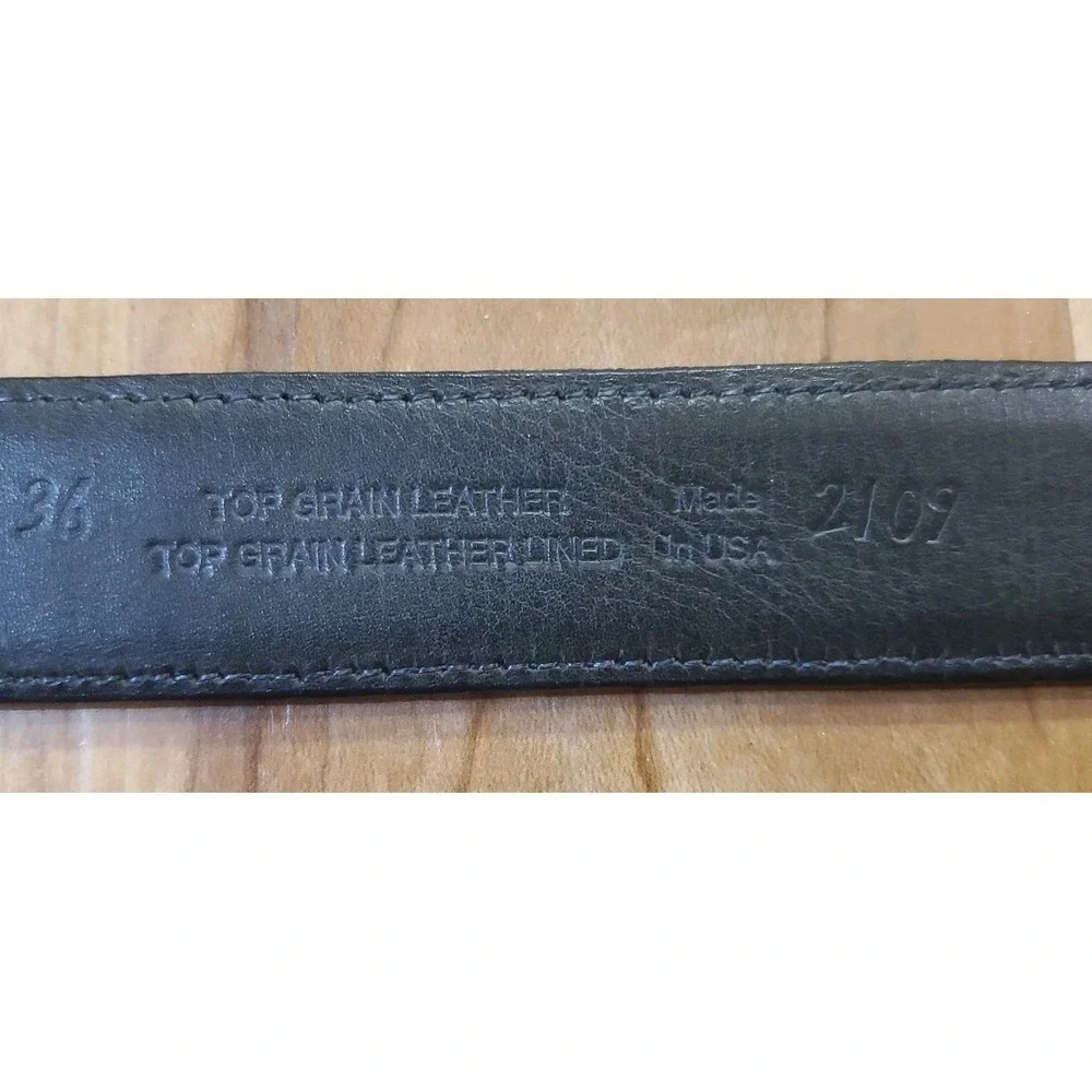Mens Belt‎ Top Grain Leather Brown Animal Print Brass Buckle Size 34 USA